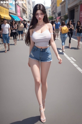 [AI绘画] 月婵 短裤街拍[64P327M]